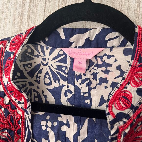Lilly Pulitzer Blue And White‎ Sarasota Beaded Tunic Size XS - Picture 9 of 11